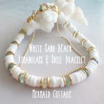 *White Sand Beach* シェル＆ローマングラスの2連ブレスレット