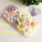 ＊再販＊イヤホンジャックプレゼント❤︎ポーチュラカと蝶のスマホケース＊お花のiPhoneケース