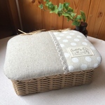 リネン（小）YUWA ドット　ベージュ　小物入れ　エコクラフト  