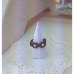 ビーズ小花のRing【ブラック&パール】