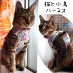 黒猫と小鳥のハーネス タッセル付き パピーおすすめ！ 猫ちゃんおすすめ！