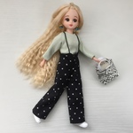 送料無料リカちゃん 4点セット ドットサロペットコーデ