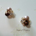 秋冬✾　キラキラビジュー　＆　マットパール　ピアス