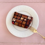 マチ付きミニポーチ  チョコレート(ブラック)