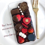 受注製作♥REDハートマカロンとイチゴのチョコレートiPhoneケース