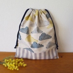 もくもく雲の大きめきんちゃく　35×30  裏なし　イエロー
