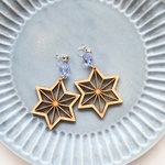 【星】木のアクセサリー　ピアス・イヤリング