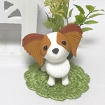 コロ犬　パピヨン　 粘土細工の置物［インテリア 飾り］ 