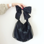 【受注生産】ロングランで人気！ショルダー・斜めがけ・手提げと〈3way〉で使える！ ribbon tote bag （ブラック）