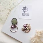 green×purple*レトロボタンピアス/イヤリング
