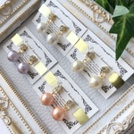 コットンパール限定カラー♥累計販売個数100個突破！1粒コットンパールの貼るピアス