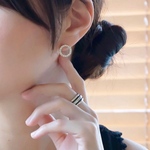 貼るピアス【シール10ペア付】キュービックジルコニア サークル スタッド/ゴールド/ノンホールピアス 痛くないイヤリング 金属アレルギー対応 誕生日 母の日 クリスマス プレゼント