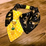 犬・猫の首輪　27～30　cocochanネクタイチョーカーNEO　モンキー柄・バナナ・黒・トロピカル