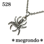 528.ハロウィン。ゴシック、スパイダー蜘蛛ネックレス、銀色シルバー
