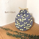 丸いきんちゃく袋＊ふたば柄