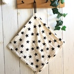 【再販】入園準備♪ループ付ガーゼタオル　シンプルな星柄（モノトーン）