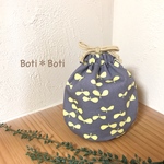 丸いきんちゃく袋＊ふたば柄