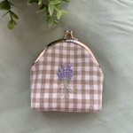 ラベンダー刺繍のがま口