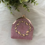 ミモザ刺繍のがま口