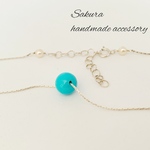 ★silver★ターコイズのスエッジ(ビーディング)チェーンネックレス★スリーピングビューティー