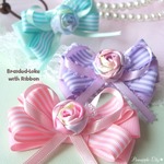 【キット】薔薇のリボンꕤヘアゴム手作りキットꕤ三つ編みレッスンもできちゃう♪ロケちゃんシリーズ