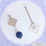 ☆ネイビー☆ circle×square ピアス　◇イヤリング可