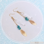 【SALE】ターコイズ×クリスタル　ピアス　◇イヤリング可能