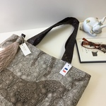 春・フランス輸入ファブリックALEZAN（馬デザイン）トートバッグブラウン
