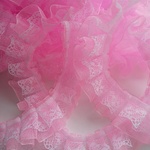 35-1 ベビーピンク  ラッセル&オーガンジー二段レース  幅  約28㎜×1m