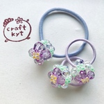 限定1oOキラキラクリアビーズのお花ヘアゴムセット/ベビー/キッズ/