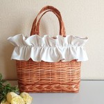  M☆フリルバック リアルなかご柄………優しい生成りのフリル     