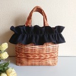  M☆フリルバッグ リアルなかご柄………シックなブラックフリル