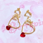 Berrypink♡ガラスハートとハートフープのイヤリング♡