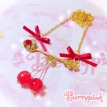 Berrypink♡さくらんぼと宝石スプーンのネックレス♡レッド♡