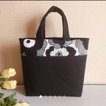 M☆ブラックと北欧花のトートバッグ   