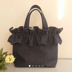 💥在庫処分！M☆デニムフリルバッグ ネイビー  カジュアル＆可愛い！ 