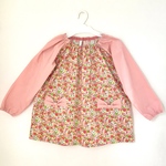 リボンポケットのイチゴ&花柄スモック☆120cm