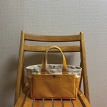 「ボックストート」ミニサイズ「生成り×マスタード」帆布トートバッグ 倉敷帆布8号 和泉木綿帆布【受注制作】