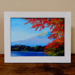 再販作品ページ 油絵原画『朝もやに煙る風景』　額縁付き