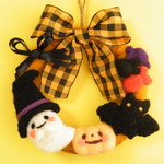 おばけちゃんのハロウィンリース　羊毛フェルト