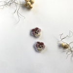 【パンジー】ビーズ刺繍　ビーズピアス　ビーズイヤリング　刺繍　刺しゅう　パンジー　ビオラ　ローズピンク