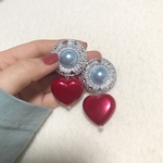 ブルーパールとぷっくりハートピアス/イヤリング