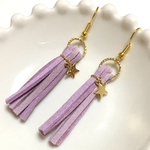 薄い紫★タッセルスターピアス／イヤリング