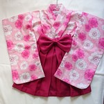 【saku0429様専用】ベビー袴セット(女の子)ピンク地 桜80-90