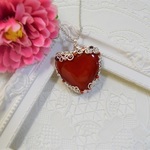 天然石サンゴのネックレス＜Ｎ４６０＞ネックレストップ　ワイヤージュエリー