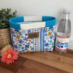 バッグインバッグ～北欧のお花とボーダー 水色～ 