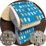 【干された猫＊青・グレー・生成り】 トイレットペーパーホルダーカバー 