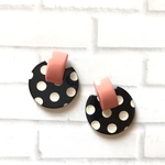 再販☆ピンクとモノトーンドットのピアス　イヤリング