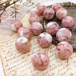 【福袋パーツ】pink marble クリアビーズ 15mm (6個)