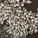 【約210粒】【チェコビーズ/ミニデュオ】クリスタルホワイトライン(4×2mm/二つ穴)/１０g